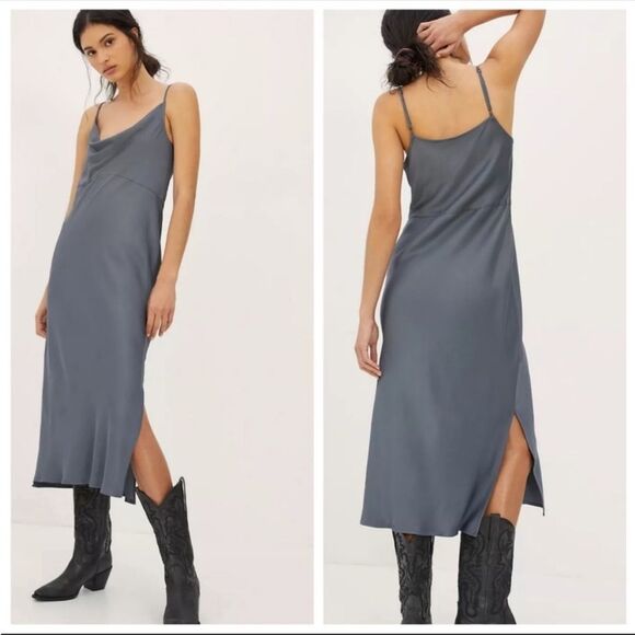 Anthropologie Dresses & Skirts - ANTHROPOLOGIE OB BARE SILKY COLUMN CARBON DRESS GRAY